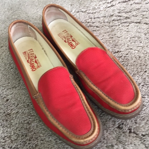 Salvatore Ferragamo Red Canvas Loafer 10 (2A) - Picture 1 of 11